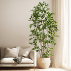 Artificial Ficus Tree Indoor 8ft, Large Potted Faux Tree with Realistic Silk Leaves & Trunk for Home Office, Living Room Corner Decor