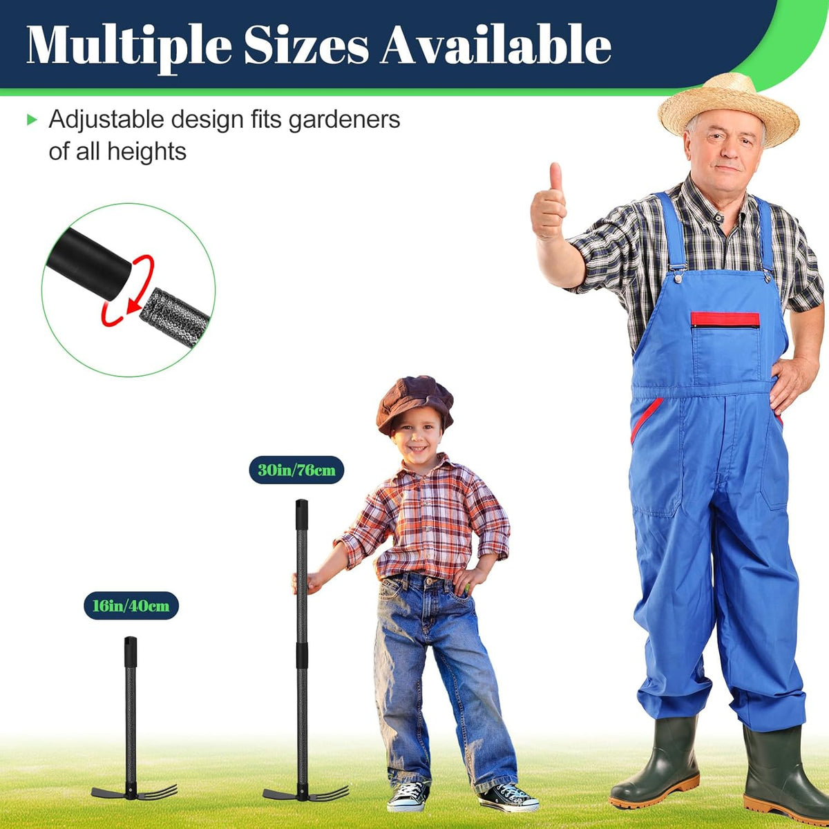 Multi-Purpose Garden Hoe Tool – Heavy Duty Adjustable (16"-30") with Ergonomic Handle, Anti-Rust Coated Steel, for Weeding, Digging, Cultivating – Lawn, Farm, Outdoor Use