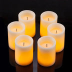 Flameless Flickering LED Candles 3" X 4" with 10-Key Remote Control Timer Classic Pillar Optical Fiber Wick Real Wax Battery Operated Candles, Ivory Color, Set of 6