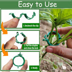 7Queen 100pcs Plant Support Clips - Green Tomato Clips for String Trellis, Grape Vine Clips for Garden Netting Climbing Plants, Secured Plastic Plant Clip for Fixing Stem and Vine
