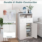 Tangkula Bathroom Cabinet, Freestanding Storage Organizer w/2 Drawers & 2 Doors, 3-Position Adjustable Shelves, Anti-Toppling Design, Floor Cabinet for Bathroom (White, 2 Drawers & Cabinet)