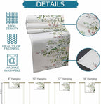 Botanical Eucalyptus Cotton Linen Table Runner for Dining Kitchen, Wedding Outdoor Party Tablerunners Decoration, Sage Green Leaves Elegant Floral Dresser Scarf Coffee Tablecloth Runners 13x48 Inches