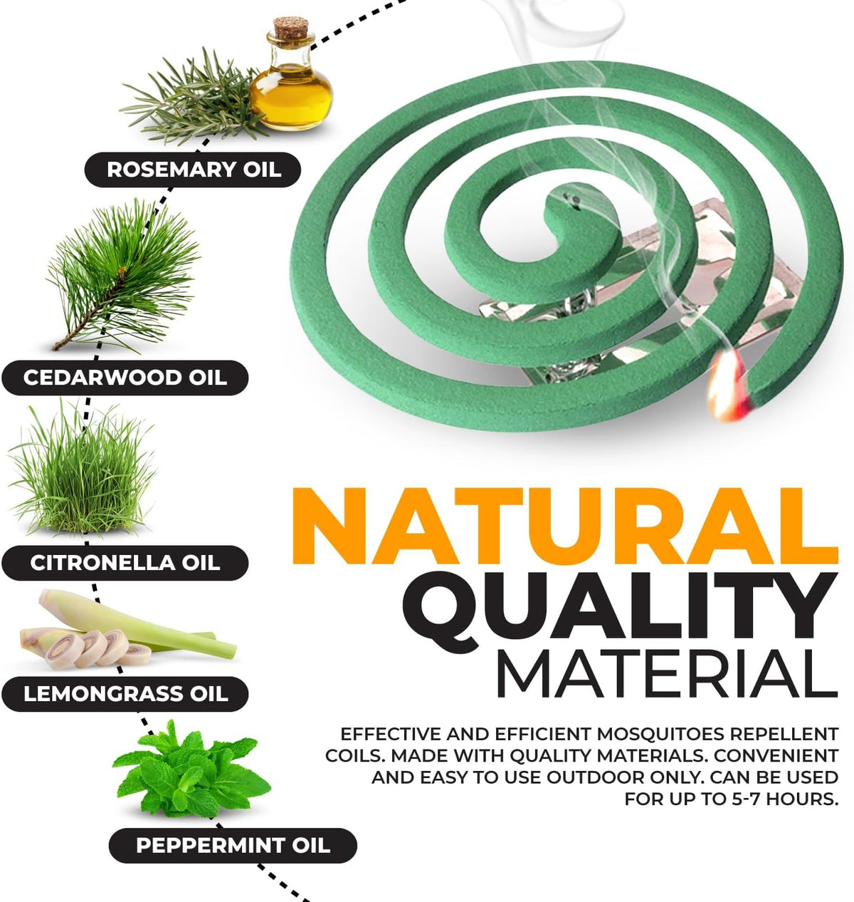 Mosquito Repellent Coils - Outdoor Use Reaches Up to 10 feet - Each Coil Burns for 5-7 Hours (Four in Each Pack Contains Total 16 coils & 8 Coil Stands)
