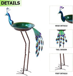 36" H Peacock Bird Baths for Outdoor, Metal Bird Feeder Seed Trayr,Outdoor Bird Bath,Garden Lawn Yard Decor