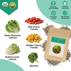 Spinach & Spring Mix Seed Pod Kit for AeroGarden, Ahopegarden, MUFGA with Red Cherry/Golden Cherry Tomato, Buttercrunch Lettuce, Green Romaine Lettuce and Spinach - Compatible with All Garden(7-Pod)