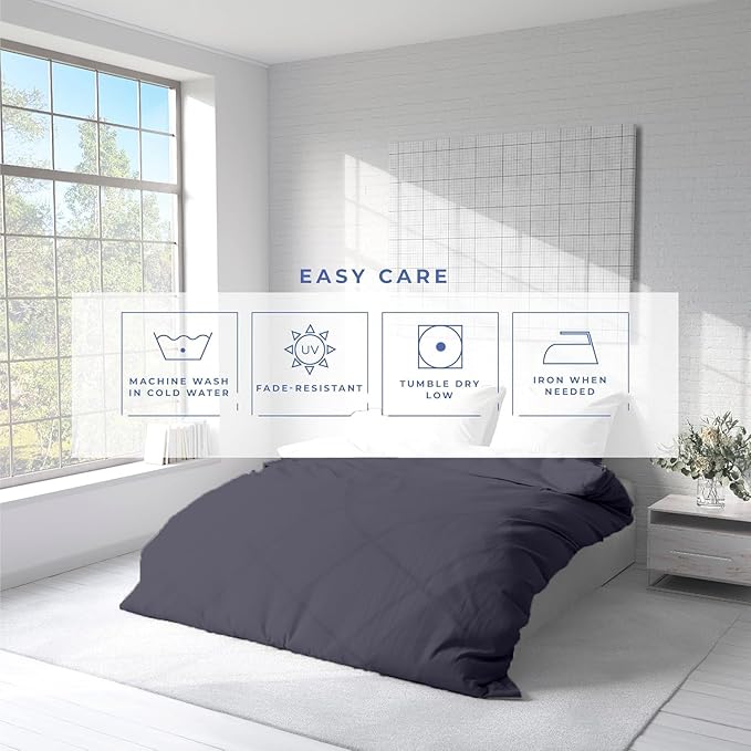 Kotton Culture 120"x120" 1 Pc Super King Plus/Super Oversize King Duvet Cover Only 100% Egyptian Cotton - 600 TC Comforter Cover, Zipper Closure & Corner Ties -Fits Only Extra Large Inserts -Dark Grey