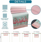 Tropical Flamingo Cotton Linen Table Runner for Dining Kitchen, Wedding Outdoor Party Tablerunners Decoration, Pink Bird Coastal Nautical Animal Dresser Scarf Coffee Tablecloth Runners 13x108 Inches