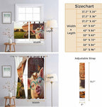 Farm Pig Kitchen Curtains 36 Inch Length, Small Window Curtains Tab Top, Farmhouse Barn Funny Animals Butterfly Light Filtering Short Window Treatments Tier Drapes 27.5"x36" 2 Panel