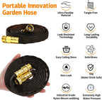 10FT Lightweight Flexible Garden Hose,Non-Slip Handles,Non-kink Hose,Solid Brass Fitting for Boats, RV Water Hose,Marine Washdown,Lawn,Garden,Leakproof TPE Hose (GreenBlack, 10 FT)