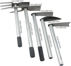 5 PCS Hoe Garden Tool Set, Hoe and Cultivator Hand Tiller, Heavy Duty Digging Hoes, 2 Fork and 3 Fork Hand Tiller for Gardening Weeding Digging Loosening Soil, Carbon Steel
