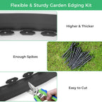 4-Inch x 50 FT Landscape Edging Border with 75 Spikes, Garden Edging Lawn Border Kit, Plastic Edging Border Flexible for Garden Flower Beds Lawn Yard Pathway Paver Edging (Black)