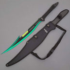 27" Fantasy Machete. Fixed Blade Knife. 440 Stainless Steel Blade. For Collection, Gift, Camping, Outdoor Sports (Green)