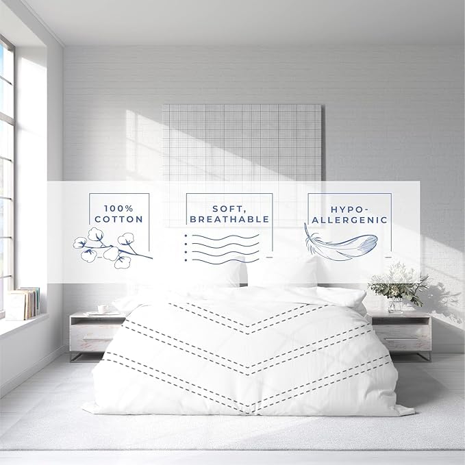 Kotton Culture Oversized King Size Duvet Cover Set 100% Egyptian Cotton - 600 Thread Count Ultra Soft Premium Comforter Cover Zipper Closure & Corner Ties (Arrow White,Oversized King 120" X 98")