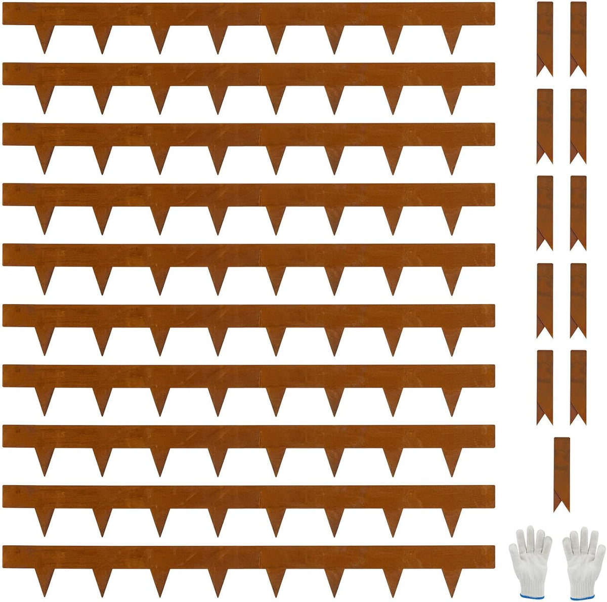 10-Pack Corten Steel Landscape Lawn Edging 4.5 inch Height, Rust Patina Finish Bendable Metal Strips, Hammer-in Edge Border - Yard Pathway Divider, 40 inch Each(33Ft Total), #LYLB45RT-US2