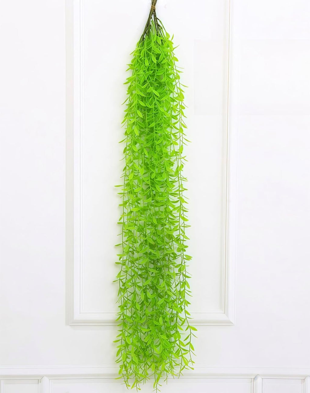 5 Pack Artificial Hanging Willow Vine (3.3ft) - Fake Greenery Plants for Indoor/Outdoor Decor, Wedding & Photography - Pure Green Design (No Basket Included)