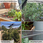 Junflying Bird Netting, 20x30 FT – 1/2" Mesh, Woven Black Netting for Garden Protection with Ties, Protects Vegetables, Fruit Trees, Blueberry Bushes & Strawberry Plants
