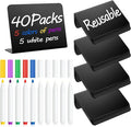 40 Pack 4"x3" Mini Chalkboard Signs for Food, Reusable and Reserved Small L-Shaped Food Labels for Party Buffet, Easy to Write and Wipe Out, Message Board Signs, Weddings, Birthday, Bakery
