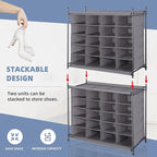 STORAGE MANIAC Stackable Shoe Cubby Organizer, Free Standing Shoe Cube Rack for Entryway, Bedroom, Apartment, Closet, 20-Cube Gray