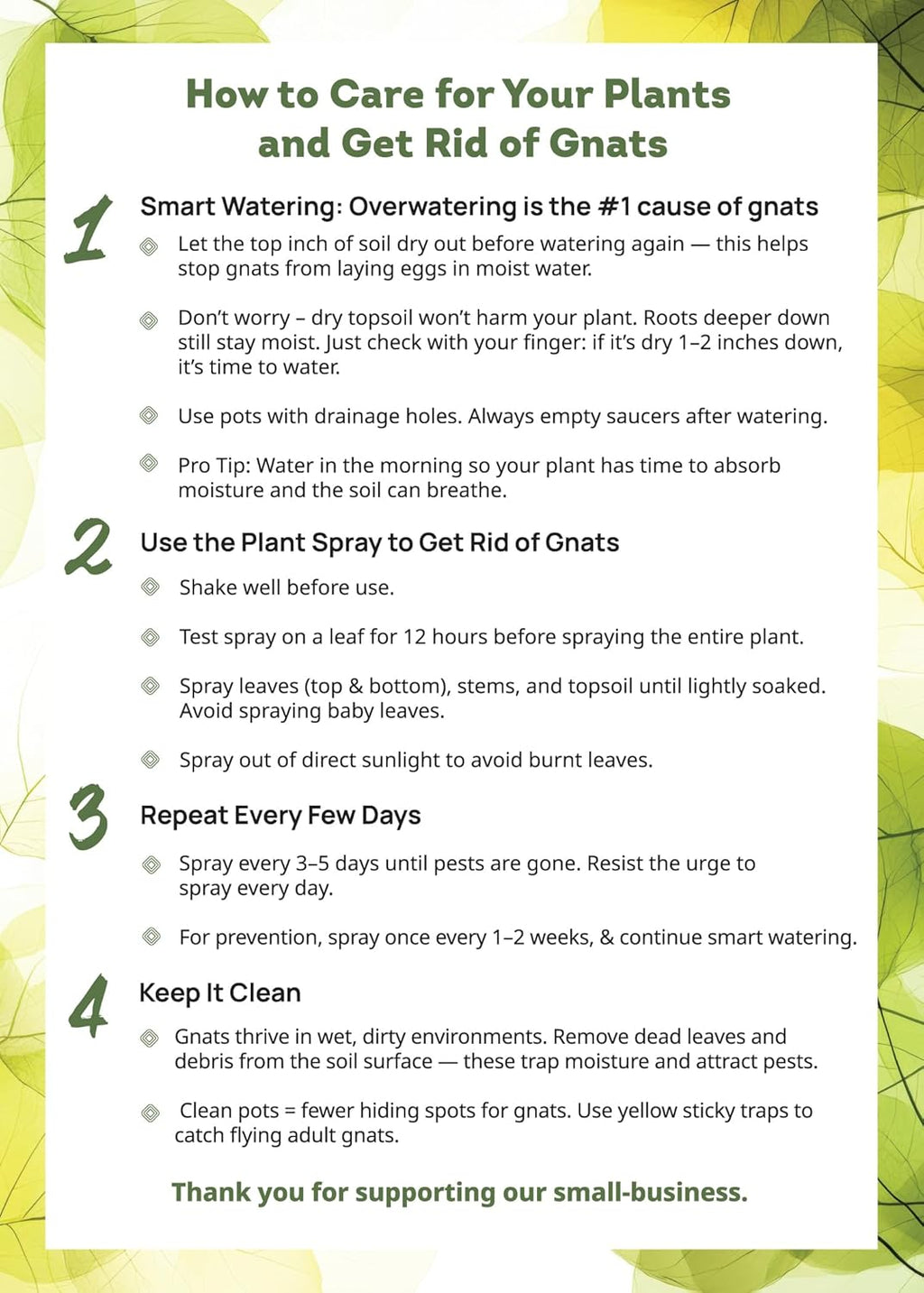 Kate's Garden Plant Spray for Insects & Getting Rid of Gnats. Fungus Gnat Killer & Bug Spray for Indoor Plants (16oz, Pet Safe, Non Toxic)