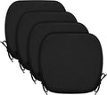 SleepMan Outdoor 17"x16" Chair Cushions with Ties Set of 4, Water Resistant All Weather U-Shape Seat Pads for Patio Garden Furniture Indoor (Set of 4, Black)