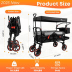 Collapsible Canopy Wagon,Large Capacity Trolley, Foldable Portable cart with Canopy, Adjustable Push/Pull Handle, Shock-Absorbing Wheels, Suitable for Shopping,Traveling-B