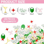 250Pcs A Tini Bit Older Party Decoration Martini Olive Bow Table Confetti 5 Designs Paper Scatter Sprinkle Confetti for Birthday Bach Party Cocktail Decor