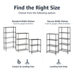 Amazon Basics 4-Shelf Steel Wire Storage Shelves for Garage, Adjustable Metal Shelving Unit, 200 lbs Per Shelf, 23.2" W x 48" H x 13.4" D, Black