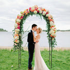 Garden Arch, Outdoor Flower Garden Arch Trellis, Sturdy Steel Arbor for Climbing Plants, Wedding Decoration, 94" H x 55" W, Black