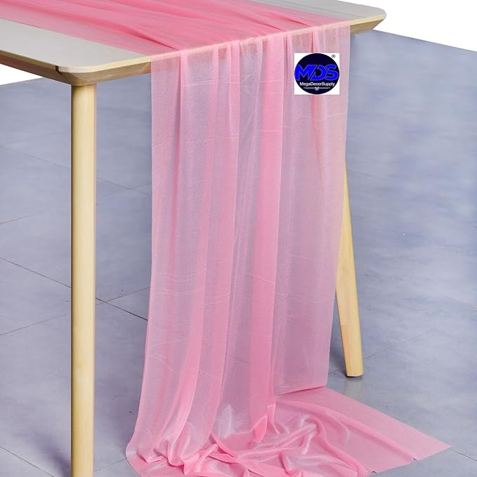 MDS Halloween Chiffon Table Runner - 5 Pack, 29 x 170 Inches, 14ft Each - Sheer Spooky Table Runners for Haunted House Parties, Trick-or-Treat Tables, Witchy Décor, Wedding & Events - Coral