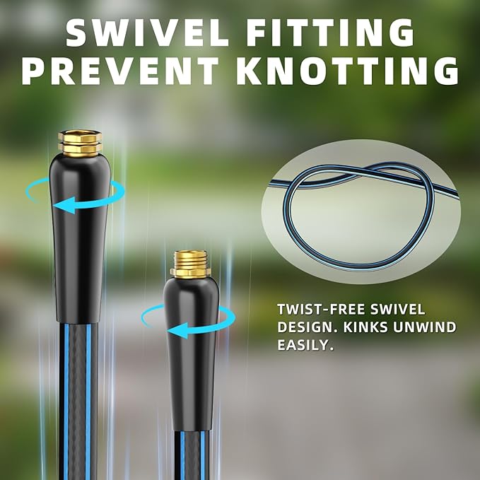 Short Garden Hose 5FT: Water Hose with Sturdy Brass Fittings - Flexible Lightweight Portable Leakproof Hose 5/8" - Hybrid Rubber Portable Hose for Garden, Car Washing, and Outdoor Cleaning