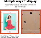 KINLINK 12x16 Picture Frame Orange, Solid Wood Frames with Acrylic Plexiglass for Pictures 11x14/9x12 with Mat or 12x16 without Mat,Wall Display Photo Frame, Set of 4