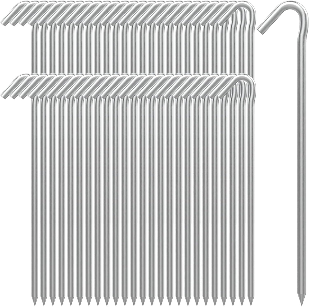 AAGUT Tent Stakes Heavy Duty Metal 9 Inch, 50 Pack Rust-Resistant Galvanized Steel Camping Stake Garden Edging Fence Hooks Yard Tent Pegs for Inflatable, Tarp, Outdoor Christmas Decorations