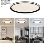 Dimmable Metal LED Ceiling Lights Fixtures,Slim, Edge Lit - 20" Full Spectrum Smart Round Ceiling Lamps,3000-6500K Modern Ultra Thin Low Profile Light Fixture for Bedroom & Living Room (Black,45W)