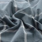 FACE TWO FACE Bedding Duvet Cover Set 3 Pieces 100% Washed Cotton Duvet Cover Linen Like Textured Breathable Durable Soft Comfy (King, Grey Green Grid)