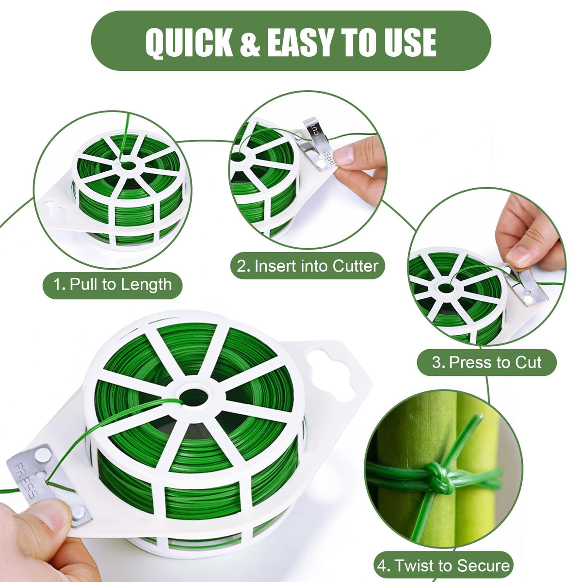 Ahrltim 984FT Total (2 Rolls, 492FT Each) Garden Twist Ties with Cutter, Plant Ties for Tomatoes & Vines, Reusable Garden Ties for Gardening, Cable Management & Home Organization