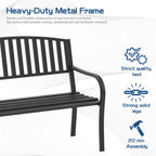 Maemttes Outdoor Bench Garden Bench, Weatherproof Anti-Rust Heavy-Duty Outside Benches Clearance, Wrought Iron Metal Bench for Front Porch, Patio, Park