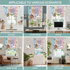 Tie Up Curtains,Happy Easter Rabbit Butt Egg on Daisy Leaf Adjustable Rod Pocket Window Shade Curtain Drape Bufferfly on Wood Barn Tie-Up Valance for Kitchen Bedroom Living Room Windows,42"x63"