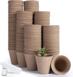 JERIA 200-Pack 3.15 Inch Peat Pots for Seedling with 200 Pcs Plant Labels,Outdoor Garden Germination Nursery Pots,Biodegradable Seed Starter Pots Kits