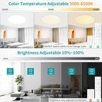 24 Inch Led Ceiling Light Fixture, Ultra Thin Flush Mount, Dimmable with Remote Control, 56W, 5600 Lumen, Modern, Round, White, for Kitchen, Dining Room, Bedroom, Living Room, Home Office