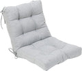 QILLOWAY Outdoor Chair Cushion for Patio Furniture, Waterproof Patio Cushions with Ties, Fade Resistant Replacement Pads for Outdoor Rocking Chairs,Silver,Grey