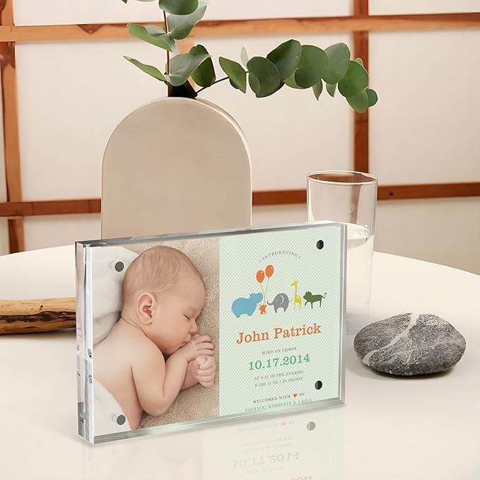 5x7 Inches Acrylic Picture Frames 1 Pack, Double Sided Magnetic Photo Frames,Free Standing on Desk or Table Clear Picture Frames