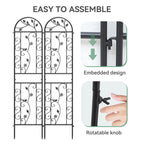 Ultym 2-Pack 87" x 20" Daisy & Bird Arch Black Metal Garden Trellises