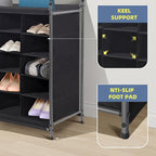 STORAGE MANIAC Stackable Shoe Cubby Organizer, Free Standing Shoe Cube Rack for Entryway, Bedroom, Apartment, Closet, 20-Cube Black