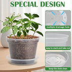 12 Pack 7 Inch Clear Nursery Pots with Saucer, Transparent Plastic Plant Pots with Drainage Holes, Sturdy Plant Starter Pots, Planter Pot for Planting Succulent Flower Herb Vegetable, Gardening Gifts