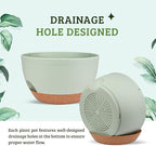 Vanslogreen Plant Pots 12inch Self Watering Pots, Set of 2 Plastic Planters with Drainage Holes and Saucers, Flower Pots for Indoor Outdoor Plants (Green)
