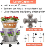 Vertical Planter 3 Tier Stackable Planters Garden Planters Strawberry Herb Flower and Vegetable Planter Indoor Outdoor Gardening Pots with Removable Wheels and Tools