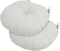 Bistro Chair Cushions 15 inch,Set of 2,Tufted Round Chair Cushions with Ties,15"x15"x4",Water Resistant Round Seat Cushion for Barstool Chairs,Patio Garden Kitchen Outdoor Furniture(Cloud Gray)