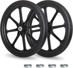20" Flat Free Tire and Wheel, with 3/4" & 5/8" Bearing, 2.45" Centered Hub, Replacement Wheel For Rubbermaid Wheelbarrow, Garden Yard Cart, 2 Pcs