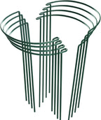 HiGift 8 Pack Plant Support Stakes, Half Round Metal Garden Plant Stake Indoor Peony Cages and Supports, Green Plant Support Ring Border for Tomato,Hydrangea,Flower Outdoor (10" Wide x 15.8" High)