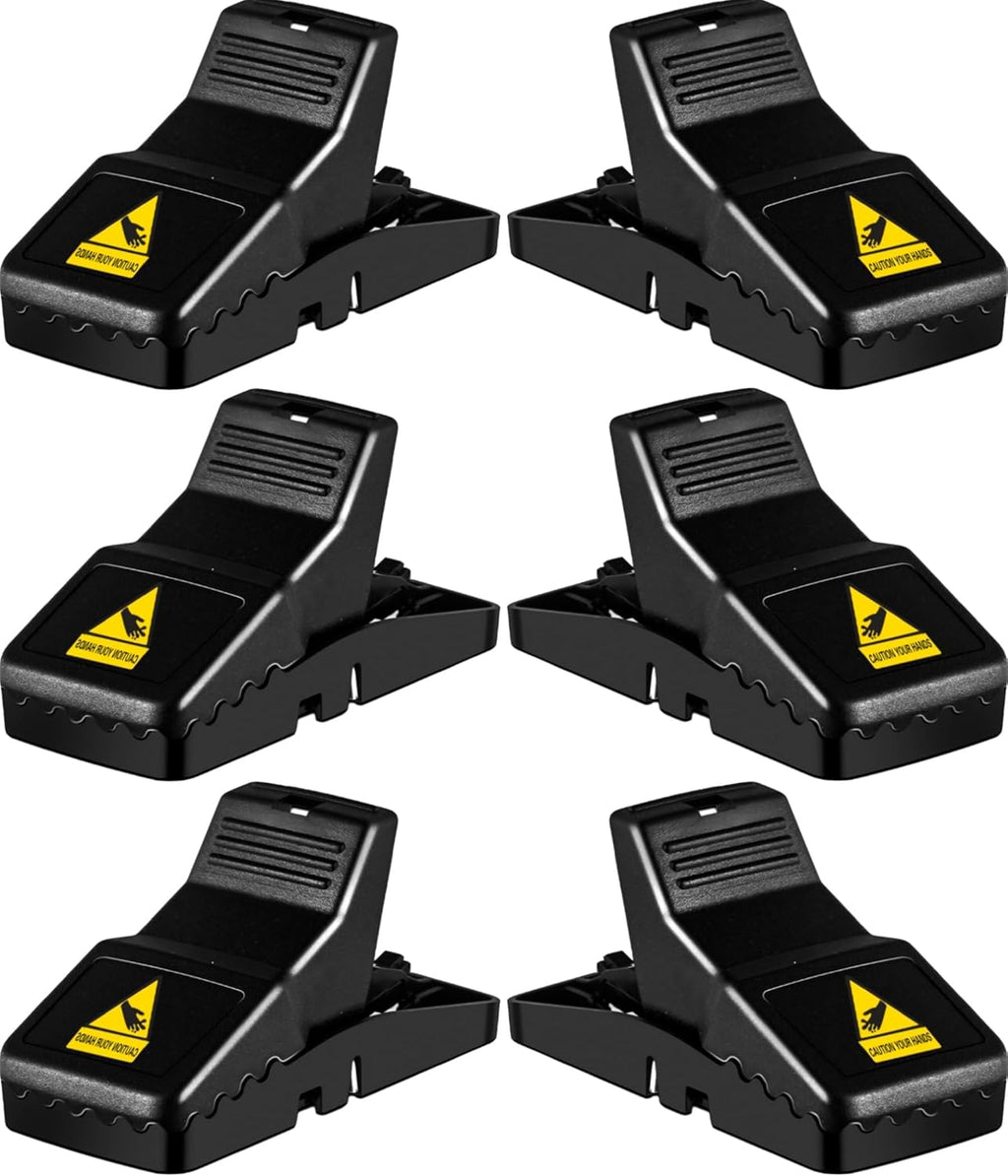 Feeke Rat Trap, Large Mouse Traps, Mouse Traps Indoor for Home, Instant Kill Traps for Mouse Rat Chipmunk, Quick Set Up and Reusable - 6 Pack, Black